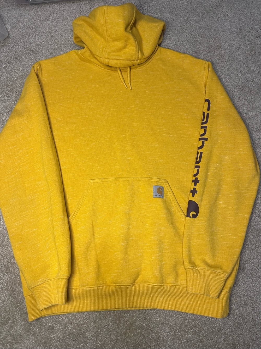 Carhartt Men’s Yellow Hooded Sweatshirt with Sleeve Logo